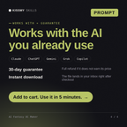 The AI Fantasy OC Maker AI prompt works with Claude, ChatGPT, Gemini and any AI chat, 30-day money-back guarantee