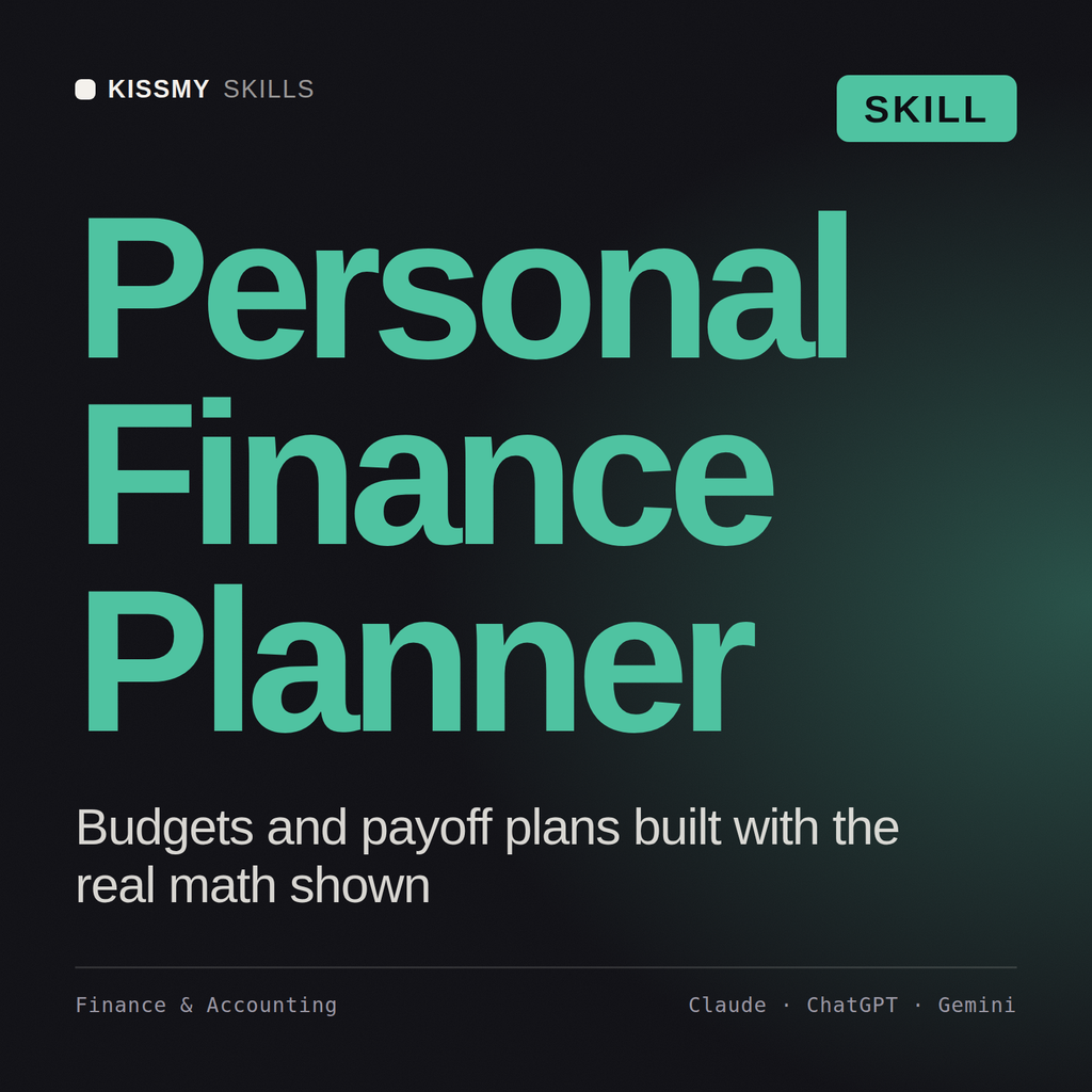 Personal Finance Planner AI skill by KissMySkills, cover