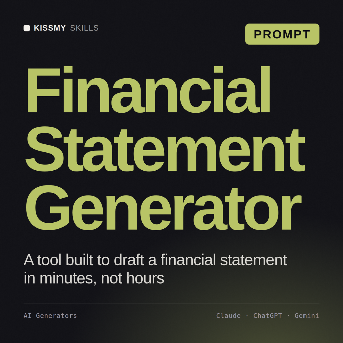 Financial Statement Generator AI prompt by KissMySkills, cover
