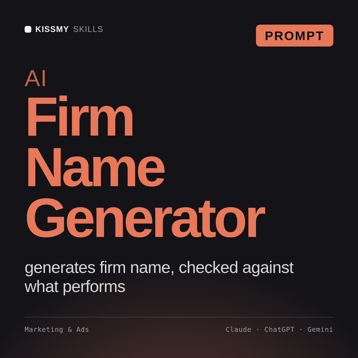 AI Firm Name Generator AI prompt by KissMySkills, cover
