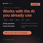 The AI Firm Name Generator AI prompt works with Claude, ChatGPT, Gemini and any AI chat, 30-day money-back guarantee