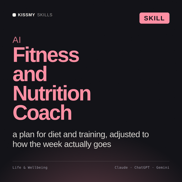 AI Fitness and Nutrition Coach AI skill by KissMySkills, cover