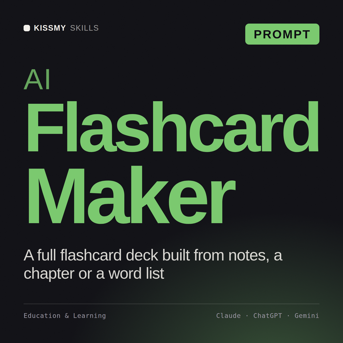 AI Flashcard Maker AI prompt by KissMySkills, cover