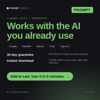 The AI Flashcard Maker AI prompt works with Claude, ChatGPT, Gemini and any AI chat, 30-day money-back guarantee