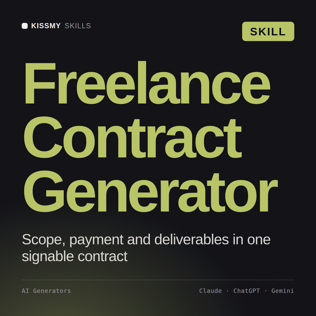 Freelance Contract Generator AI skill by KissMySkills, cover