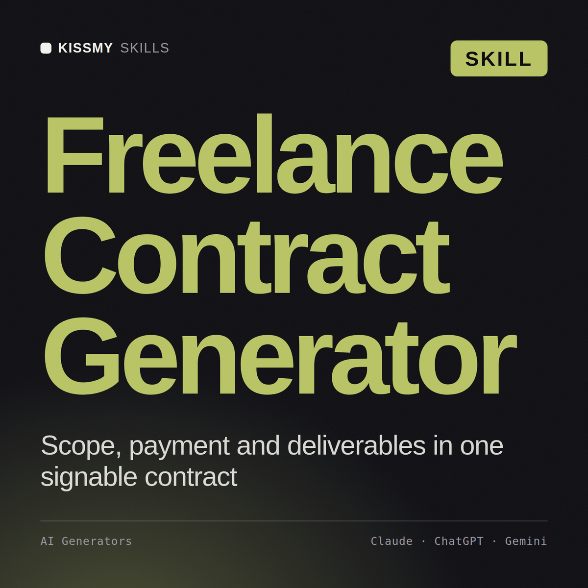 Freelance Contract Generator AI skill by KissMySkills, cover
