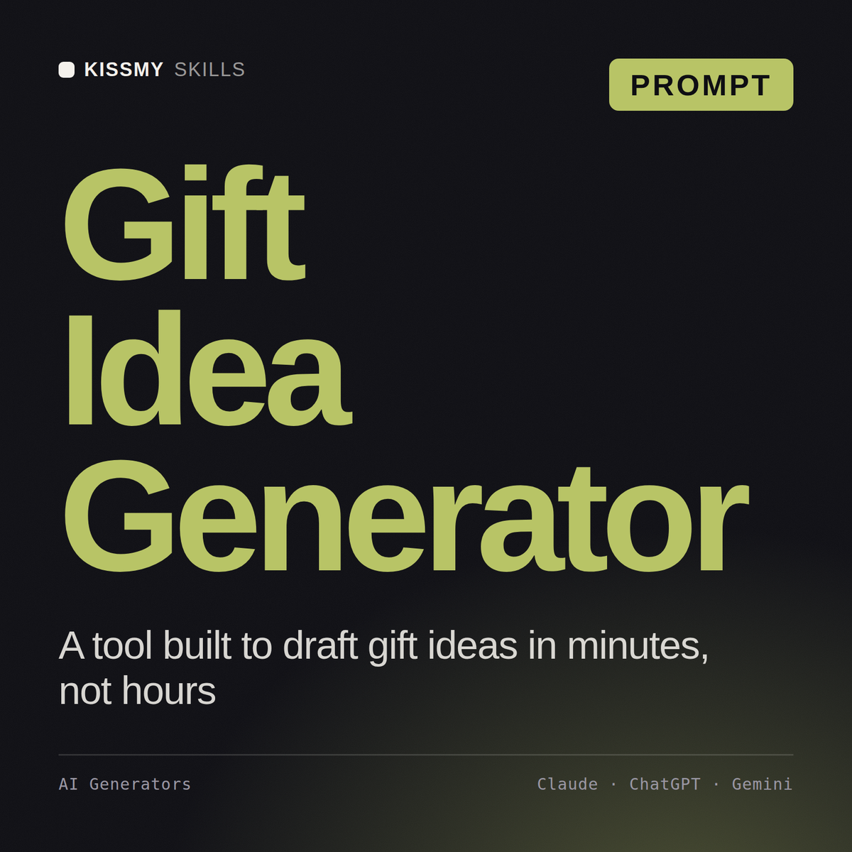 Gift Idea Generator AI prompt by KissMySkills, cover