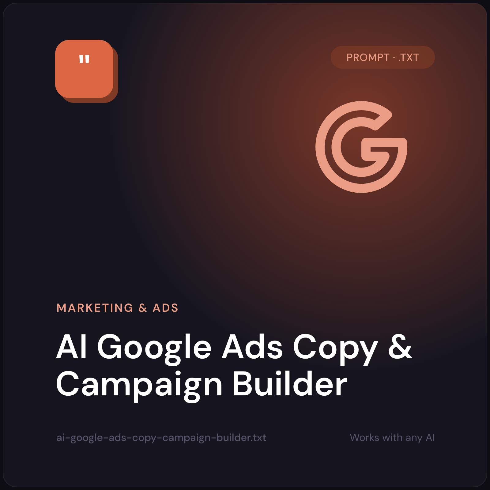 AI Google Ads Copy & Campaign Builder — AI prompt pack cover
