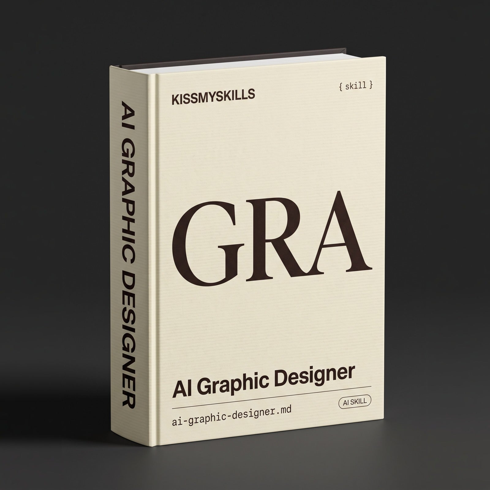 Graphic Designer Claude skill by KissMySkills, pale ecru laid paper cover with the monogram GRA