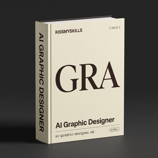 Graphic Designer Claude skill by KissMySkills, pale ecru laid paper cover with the monogram GRA