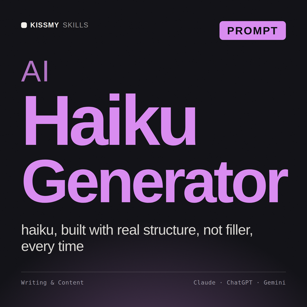 AI Haiku Generator AI prompt by KissMySkills, cover