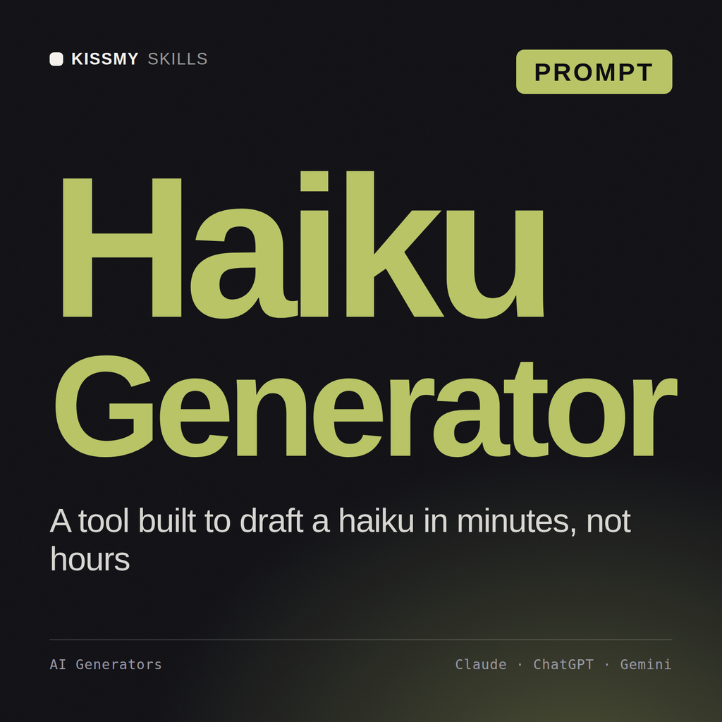 Haiku Generator AI prompt by KissMySkills, cover