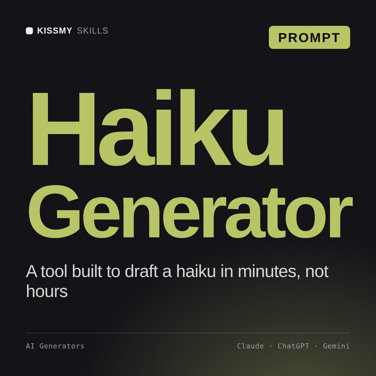 Haiku Generator AI prompt by KissMySkills, cover