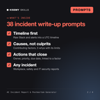 What's inside the AI Incident Report & Postmortem Generator: Timeline first, Causes, not culprits, Actions that close, Any incident