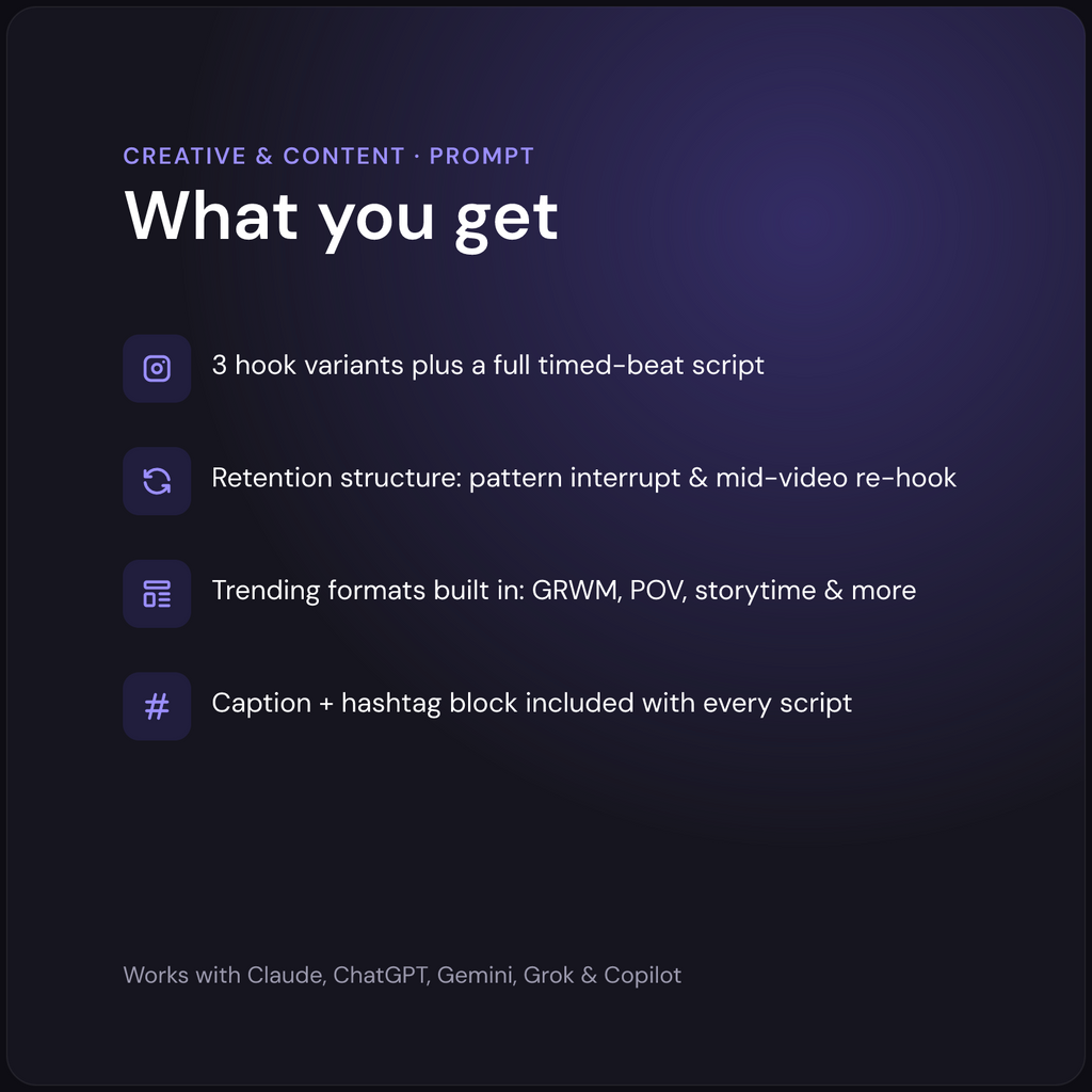 AI Instagram Reels Script Generator — what you get
