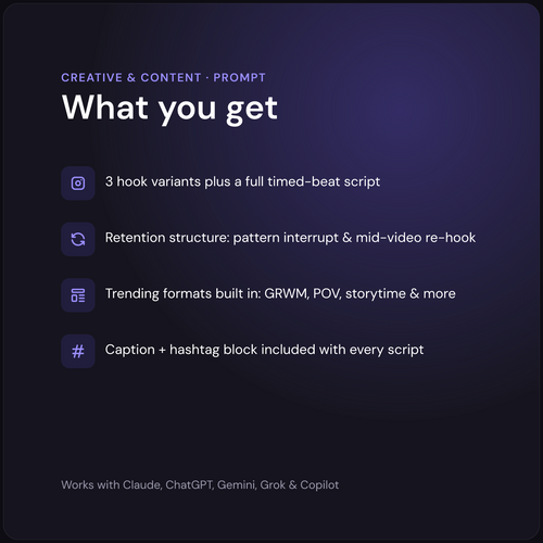AI Instagram Reels Script Generator — what you get