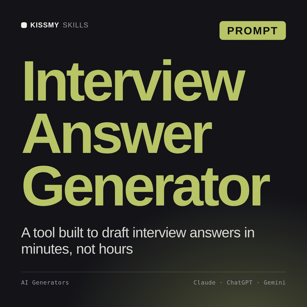 Interview Answer Generator AI prompt by KissMySkills, cover