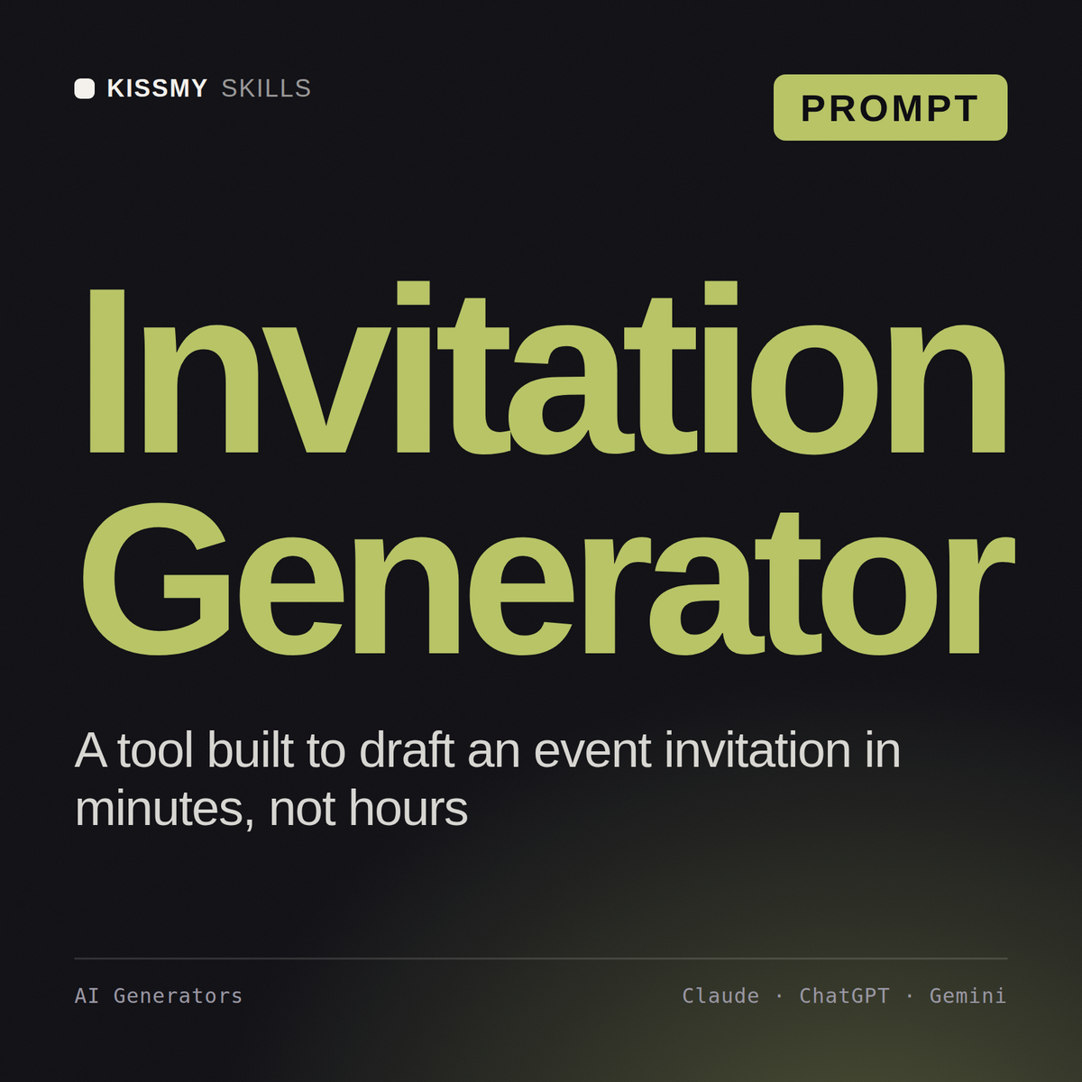 Invitation Generator AI prompt by KissMySkills, cover