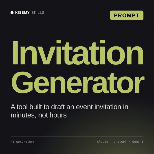 Invitation Generator AI prompt by KissMySkills, cover