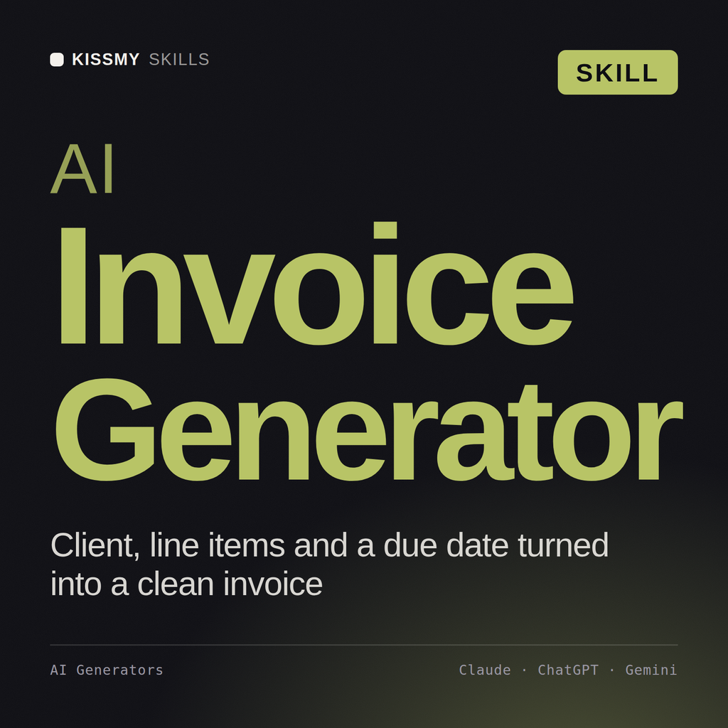 AI Invoice Generator AI skill by KissMySkills, cover