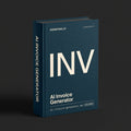 Invoice Generator Claude skill by KissMySkills, deep prussian petrol blue bookcloth cover with the monogram INV