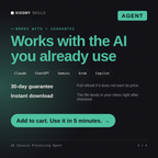 The AI Invoice Processing Agent AI agent works with Claude, ChatGPT, Gemini and any AI chat, 30-day money-back guarantee