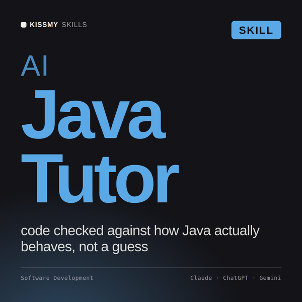 AI Java Tutor AI skill by KissMySkills, cover