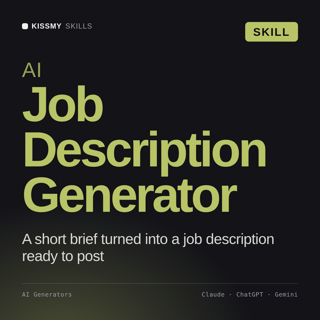 AI Job Description Generator AI skill by KissMySkills, cover