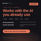 The AI Journalism Assistant AI prompt works with Claude, ChatGPT, Gemini and any AI chat, 30-day money-back guarantee