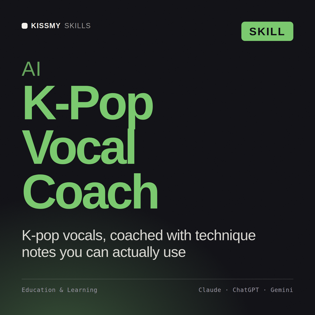 AI K-Pop Vocal Coach AI skill by KissMySkills, cover