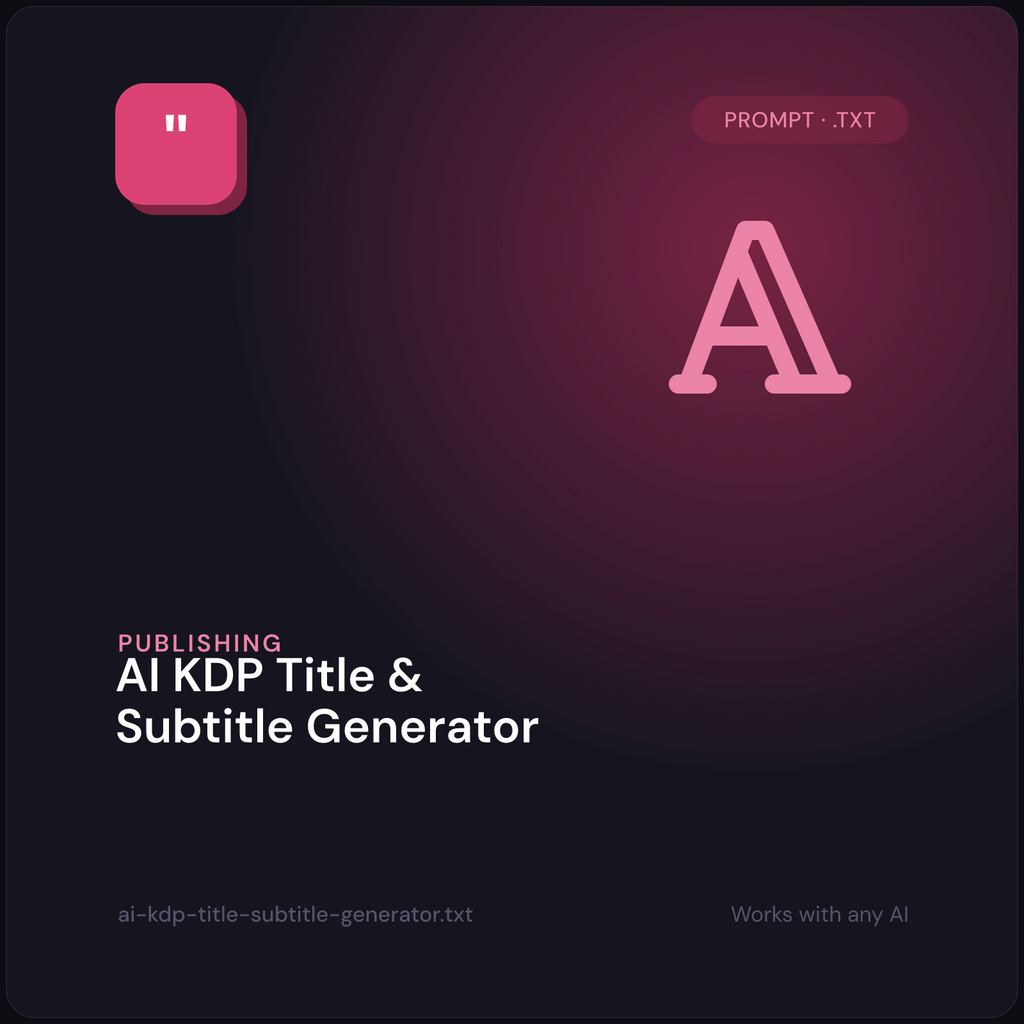 AI KDP Title & Subtitle Generator