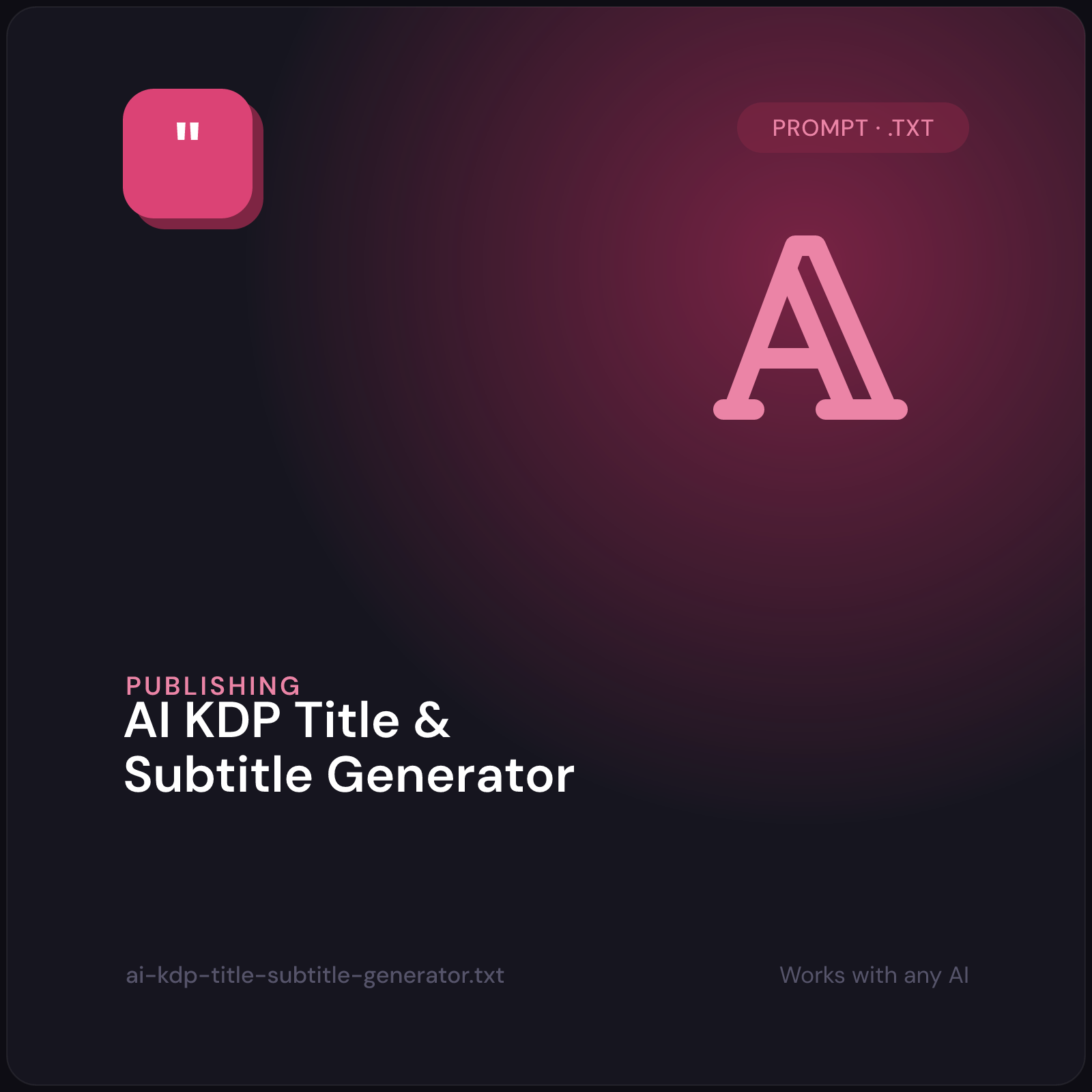 AI KDP Title & Subtitle Generator