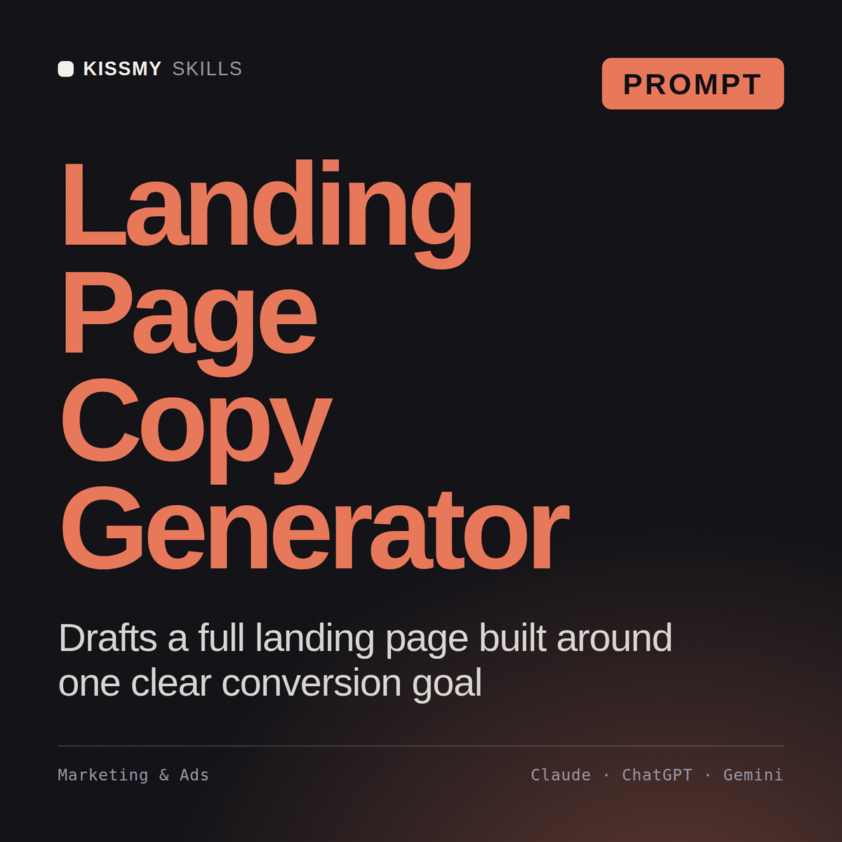 Landing Page Copy Generator AI prompt by KissMySkills, cover