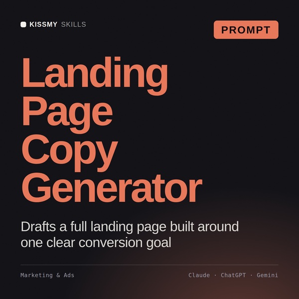 Landing Page Copy Generator AI prompt by KissMySkills, cover