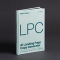 Landing Page Copy Generator prompts for Claude by KissMySkills, pale sea-glass bookcloth cover with the monogram LPC