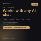 The AI Legal Billing Assistant skill works with Claude, ChatGPT, Gemini and any AI chat, 30-day money-back guarantee