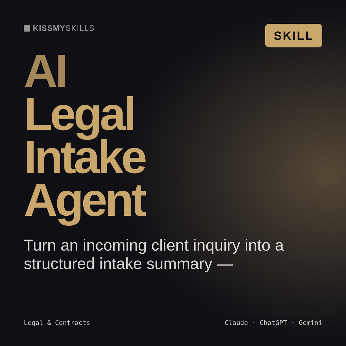 AI Legal Intake Agent AI skill by KissMySkills, cover