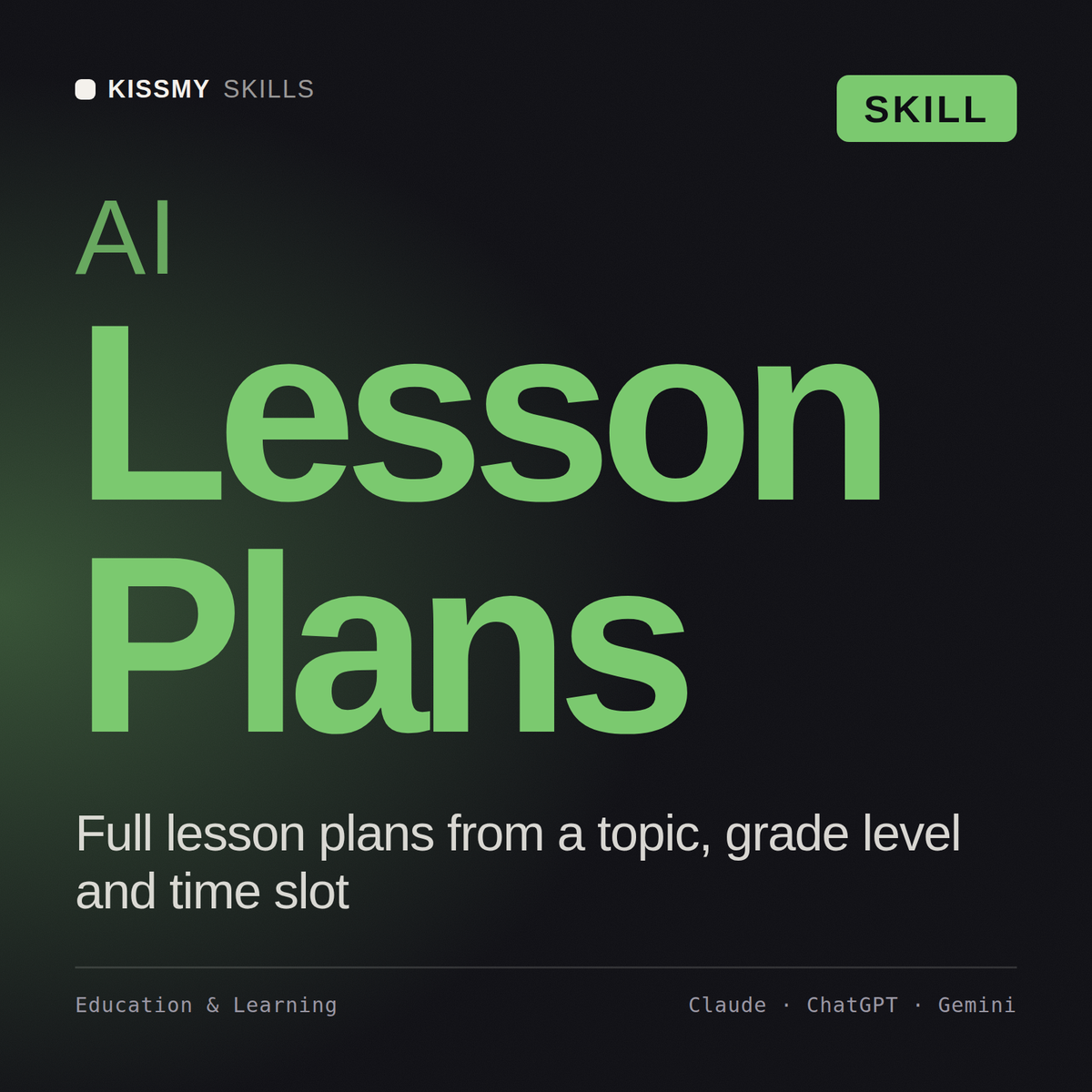 AI Lesson Plans AI skill by KissMySkills, cover