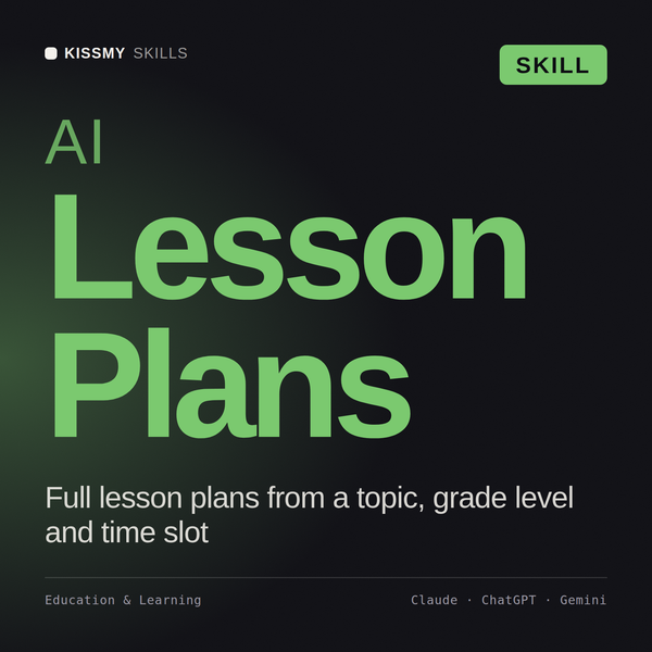AI Lesson Plans AI skill by KissMySkills, cover