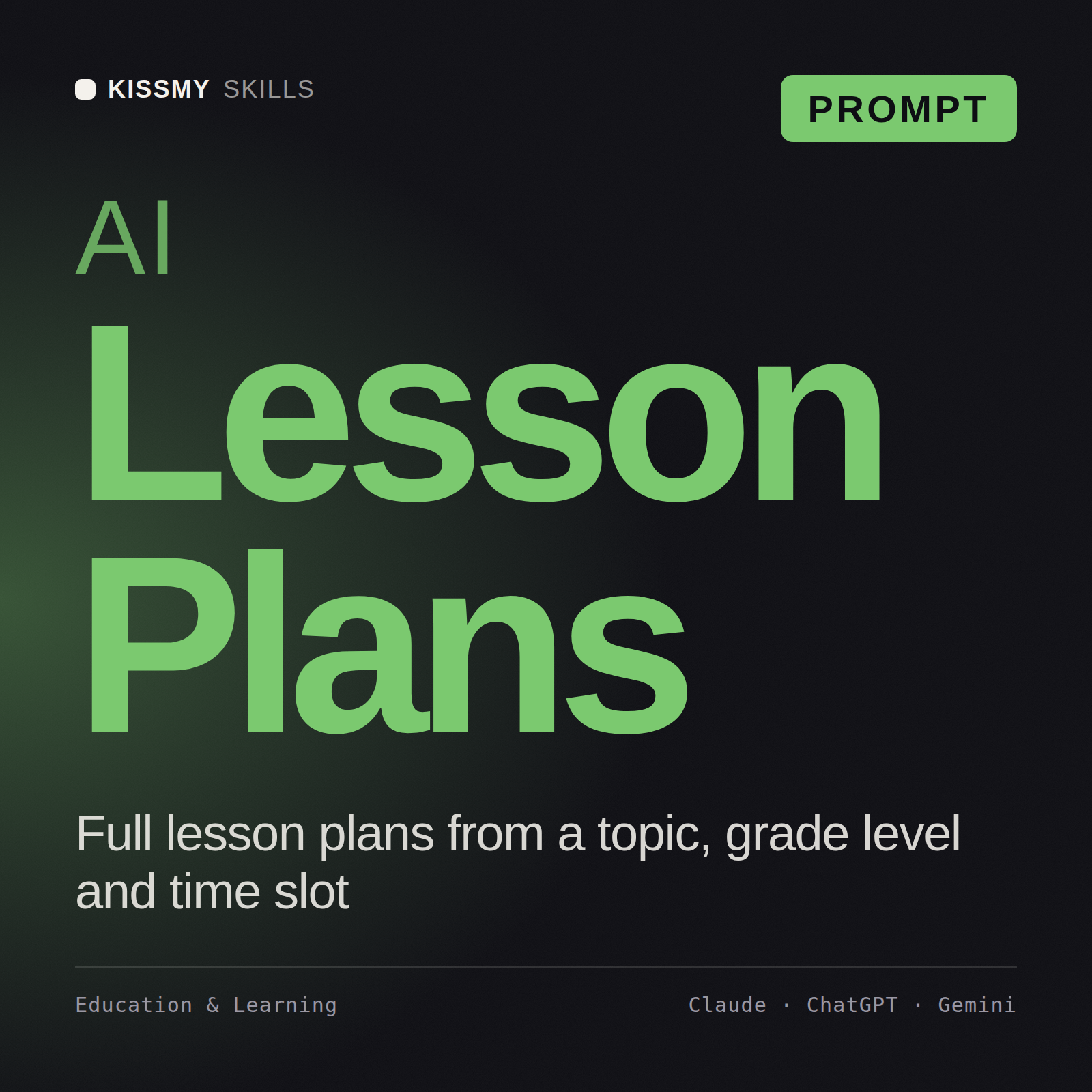 AI Lesson Plans AI prompt by KissMySkills, cover