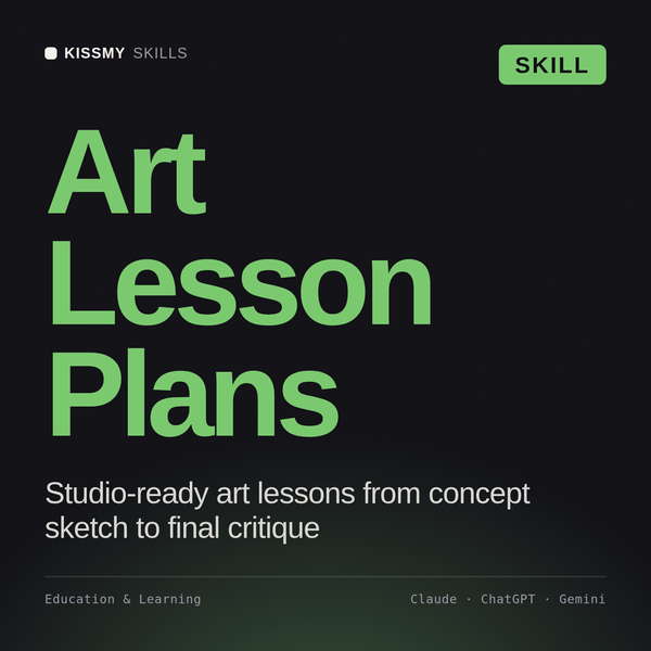 Art Lesson Plans AI skill by KissMySkills, cover