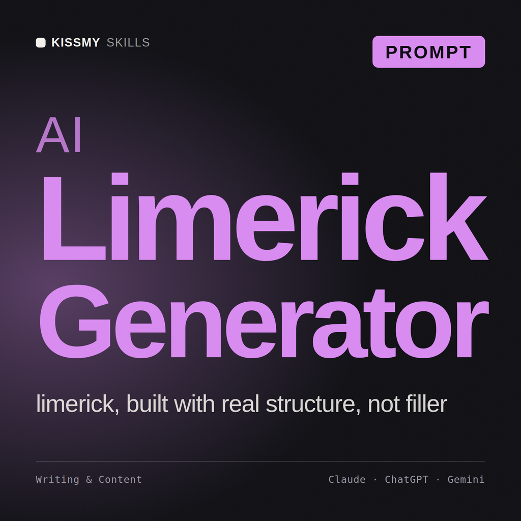 AI Limerick Generator AI prompt by KissMySkills, cover
