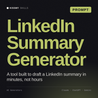 LinkedIn Summary Generator AI prompt by KissMySkills, cover