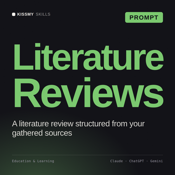 Literature Reviews AI prompt by KissMySkills, cover