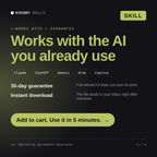 The LLC Operating Agreement Generator AI skill works with Claude, ChatGPT, Gemini and any AI chat, 30-day money-back guarantee