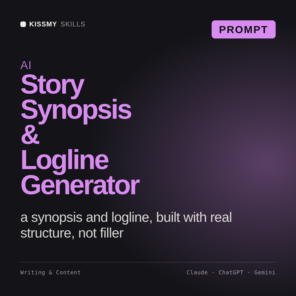 AI Story Synopsis & Logline Generator AI prompt by KissMySkills, cover