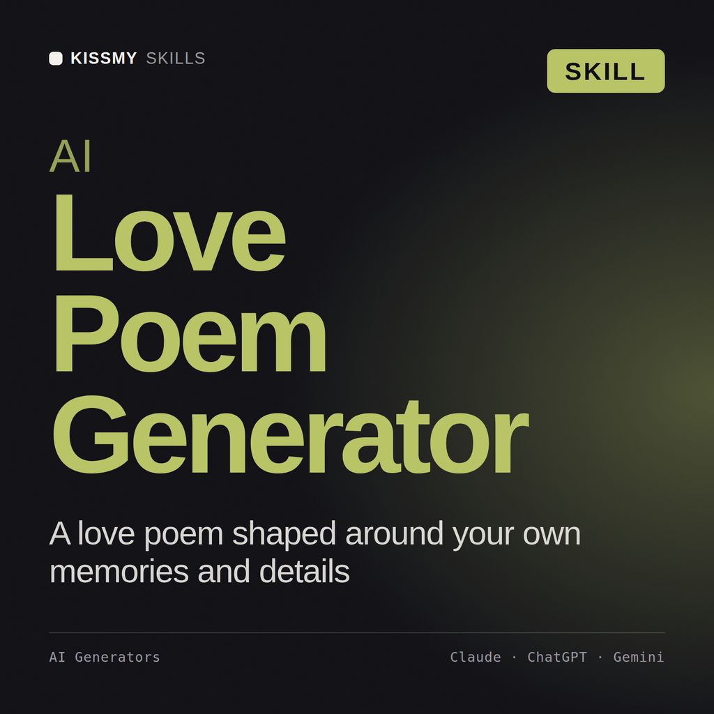 AI Love Poem Generator AI skill by KissMySkills, cover