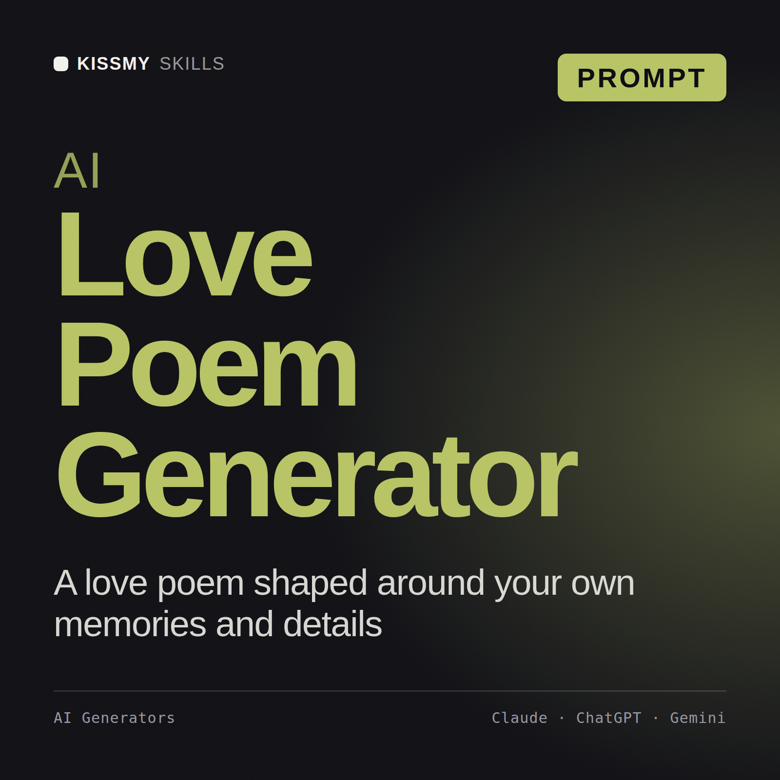 AI Love Poem Generator AI prompt by KissMySkills, cover