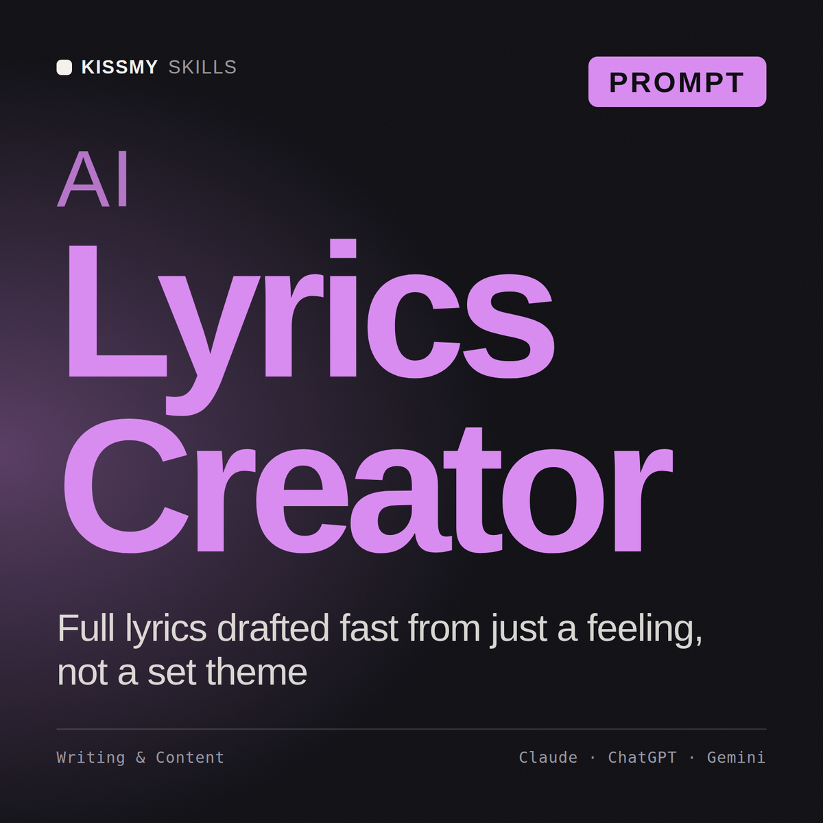 AI Lyrics Creator AI prompt by KissMySkills, cover