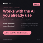The AI Makeup Advisor AI skill works with Claude, ChatGPT, Gemini and any AI chat, 30-day money-back guarantee